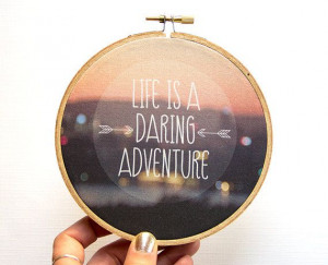 Life is a Daring Adventure Photography Hoop Art, Purple Magenta Sunset ...