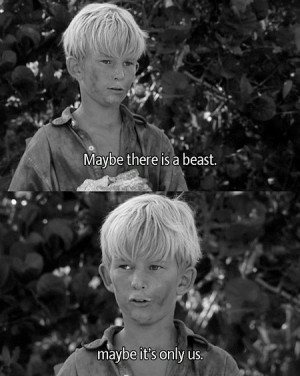 ... this image include: lord of the flies 1963, and, art, b&w and beast
