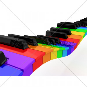 Rainbow Piano Over White