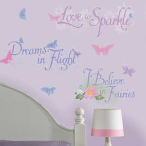 Disney Fairies Phrases Wall Decals with Glitter