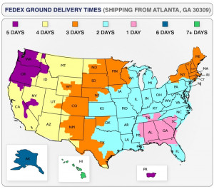 FedEx Shipping Time Map