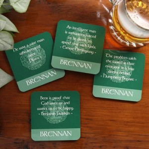 Gift Idea: Famous Irish Quotes Personalized Drink Coaster Set