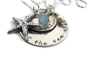 ... sea jewelry,hand stamped, sterling silver- inspirational quote jewelry