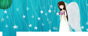... white angel illustration with stars as background Facebook cover