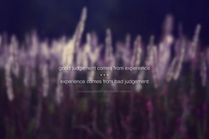 Good and bad judgement quote