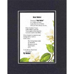 Touching and Heartfelt Poem for Mothers - Dear Mother Poem on 11 x 14 ...