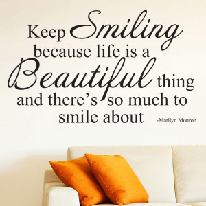 Details about Marilyn Monroe Quote Wall Sticker - Keep Smiling - Wall ...