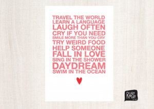 ... wall art, inspirational quotes - 5x7' and A4 sizes, red text on white