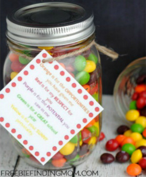 Mason Jar Skittles - Teacher Appreciation Gift Guide