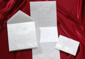 ... crystal foil. Your names and favorite quote are featured on the front