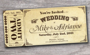 Vintage Western Ticket Save the Date Wedding Invitation Sample FREE ...