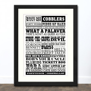 Classic British Sayings | Typographic Print by Red Cherry at Bouf.com