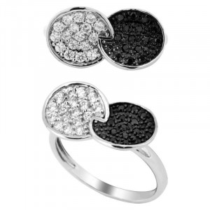 Chic and succinct CZ paved 925 silver engagement and wedding ring sets
