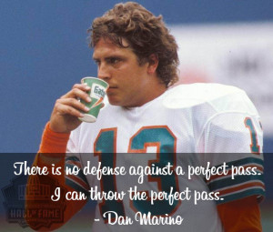 ... against a perfect pass. I can throw the perfect pass.” ~ Dan Marino