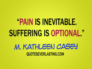 Pain is inevitable. Suffering is optional. – M. Kathleen Casey