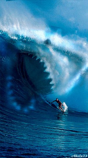 great white shark wave surfing gif imgur jaws beach Hawaii