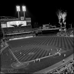 ... and White prints of A Walk Off Celebration at Great American Ballpark