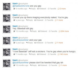 ... Time Nash Grier Has Called People “Gay” or “Fag” on Twitter