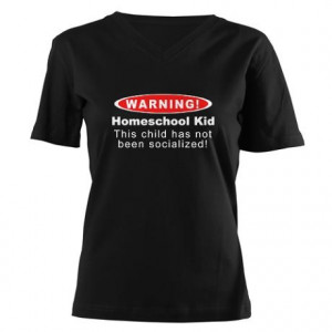 Warning! Homeschool Kid Women's V-Neck Dark T-Shir