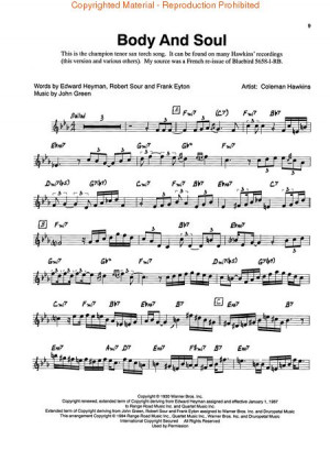 Tenor Sax Solo Sheet Music