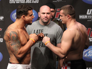 INDIANAPOLIS - SEPTEMBER 24: UFC Heavyweights Frank Mir (L) and Mirko ...