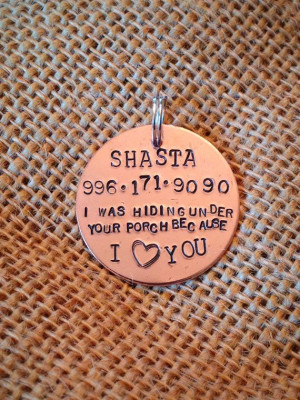Up Custom Dog Tag Hand Stamped Copper Pet ID Tag - Up Movie Quote - 