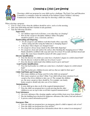 Day Care Playground Safety Checklist