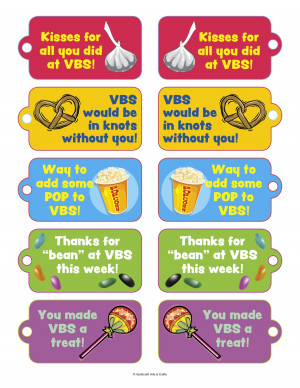 VBS Volunteer Thank You Candy/Snack Tags