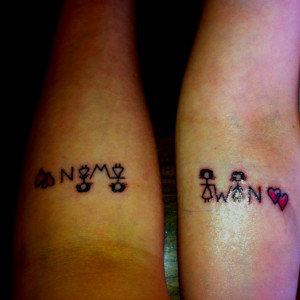 Matching Twin Sister Tattoos Twin sister tattoos :)