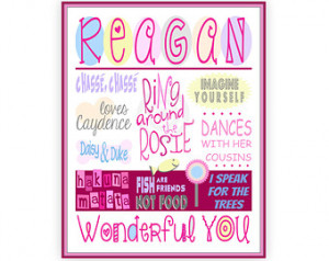 Personalized Name Art Print, Custom Sayings Poster, Personalized Girl ...
