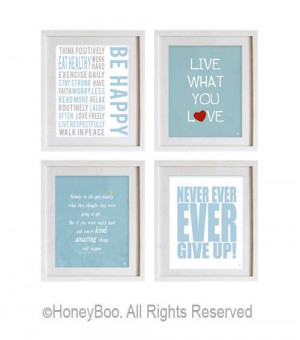Light blue grey wall art, postive words, inspiring quotes ...