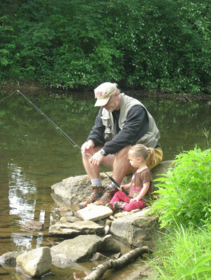 ... included trying out her brand new first ever fishing pole with grandpa