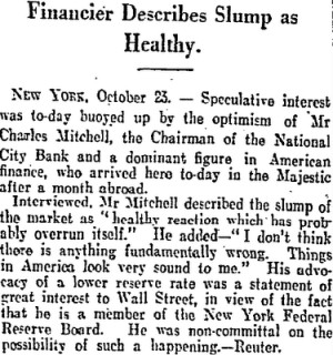 ... Mitchell National City Bank , Stock Crash Good for the Nation 1929