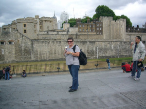 Lyn in front of Tower of London