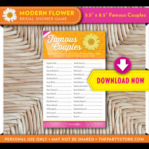 Love is in Bloom Famous Couples Bridal Shower Game
