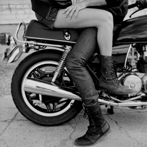 Couple, Motorcycle, Black And White Photography