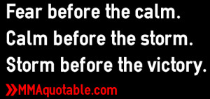 Fear before the calm. Calm before the storm. Storm before the victory.