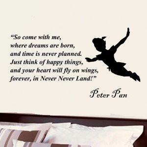 peter pan so come with me where dreams are born wall quote vinyl wall ...