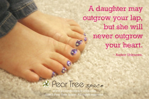 ... lap but she will never outgrow your heart. Sweet little girl quote