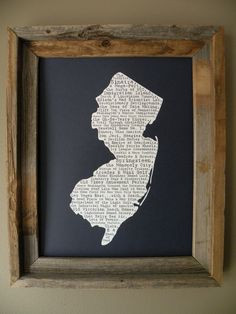 New Jersey In A Nutshell Word Art Map Print by fortheloveofmaps
