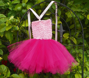 Baby Hot Pink Tutu Dress and Light Pink Halter Top Size 0 to 3 months