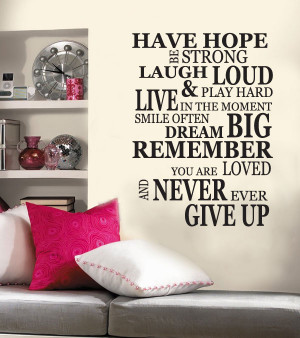 Details about Have HOPE Be STRONG Never GIVE UP Quote Vinyl Wall Decal ...