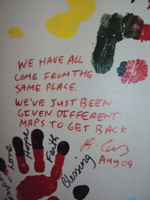 One of the handprints and sayings on the wall at Kelowna Gospel ...