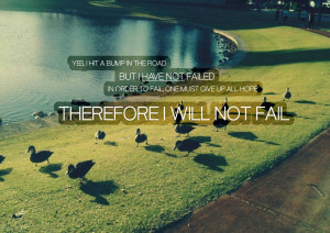 Yes I hit a bump in the road, but I have not failed”