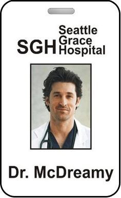 Grey's Anatomy Badge Dr McDreamy Seattle Grace by MovieProps, $9.98 ...