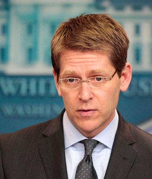 White House Press Secretary Jay Carney is seen during the daily news ...
