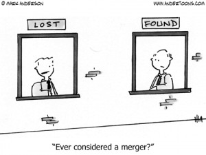 Business Cartoon 1912: Ever considered a merger?