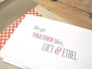 ... Card. Friendship Card. Card for Love. Red and Grey. I Love Lucy