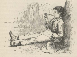 Huck Finn, illustration by E.W. Kemble from the 1885 edition of Mark ...