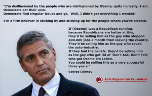 ... Clooney: “Disillusioned by people disillusioned by Obama